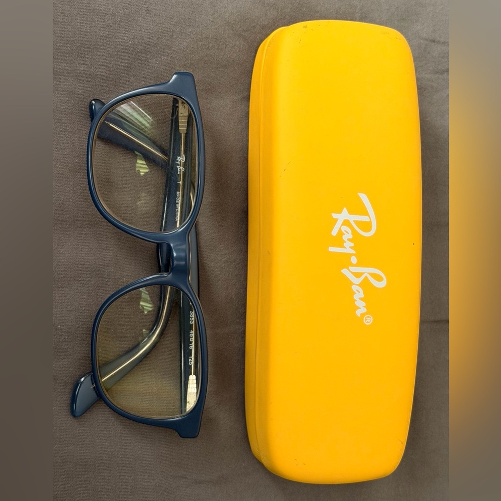 Ray-Ban RB1592 Navy Glasses Frame with Bright Yellow Case for kids
